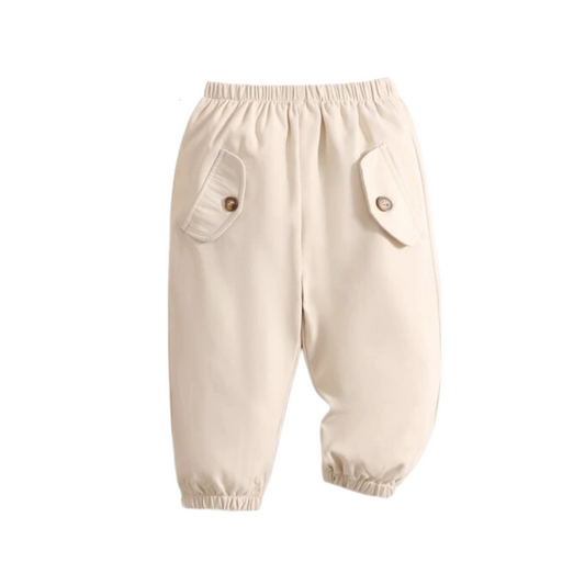 Pantalón Unisex Beige con Botones