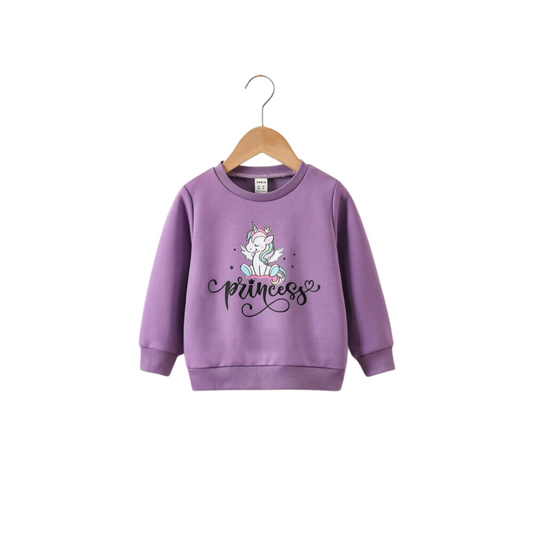 Sudadera Infantil con Estampado de Unicornio y Texto "Princess"