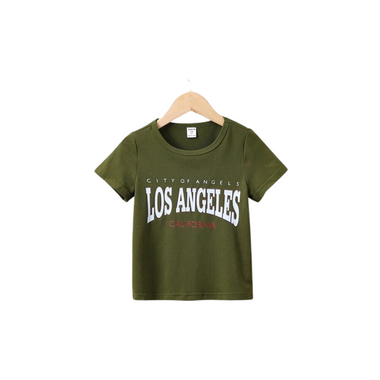 Camiseta Verde Militar "Los Angeles"