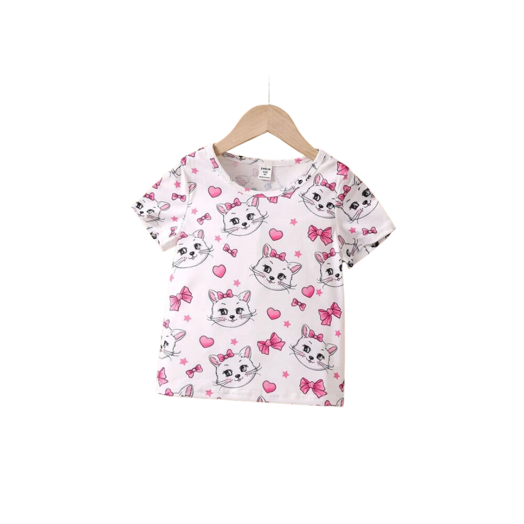 Camiseta Casual Infantil con Estampado de Dibujos Animados