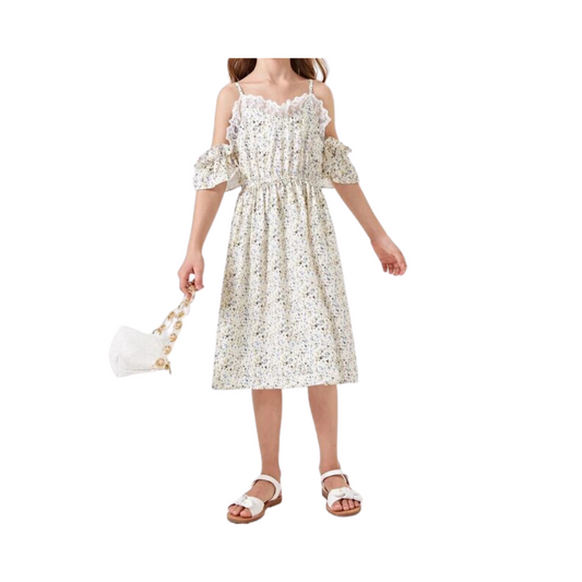 Vestido Bohemio con Estampado Floral de Margaritas para Niñas