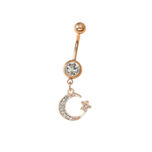 Piercing para Ombligo con Colgante Luna y Estrella