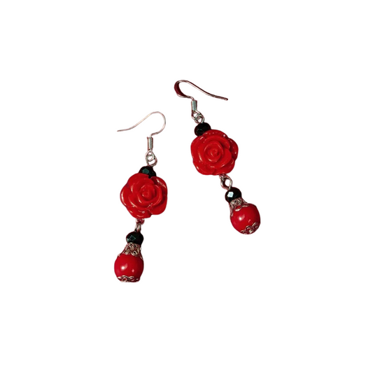 Pendientes de Flor en Rojo