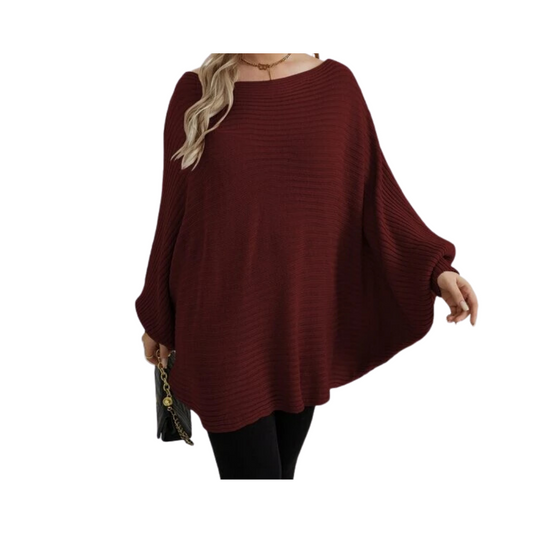 Poncho Casual Burdeos de Manga Larga