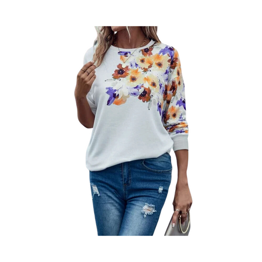 Suéter Casual con Estampado Floral