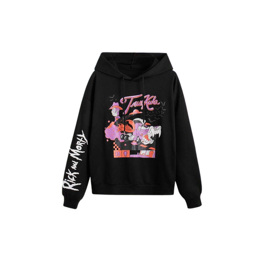 Sudadera Casual con Estampado de Dibujos Animados - Negro