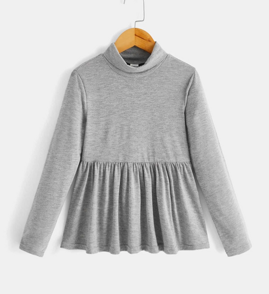 Top de Cuello Cisne con Bajo en Campana - Gris Claro