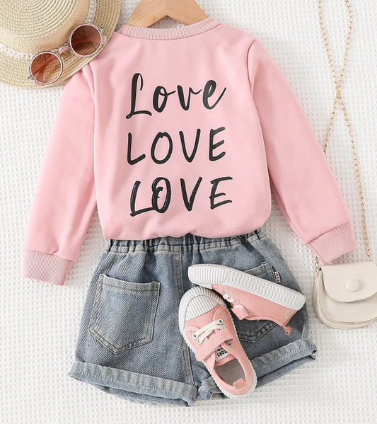 Sudadera con Estampado de Letras 'Love' - Rosa