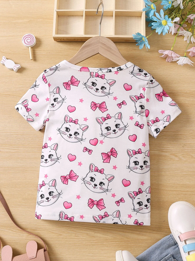 Camiseta Casual Infantil con Estampado de Dibujos Animados